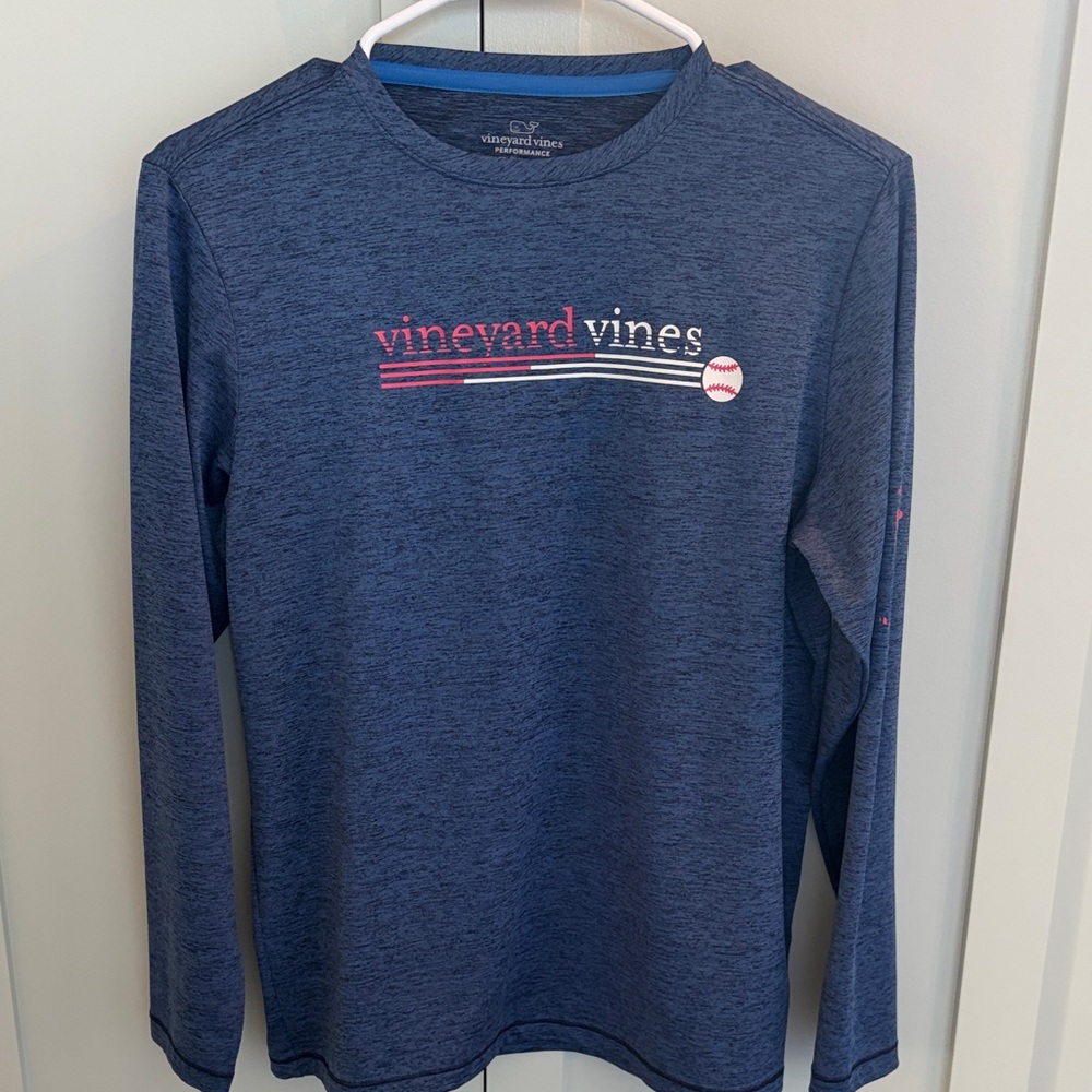 Vineyard Vines Heathered Navy Long Sleeve Performance tee